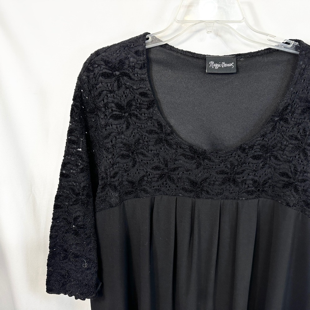 Maggie Barnes 22/24W Top Black Lace Yoke Whimsigoth Witchy Goth Grunge 1154 - Picture 3 of 7